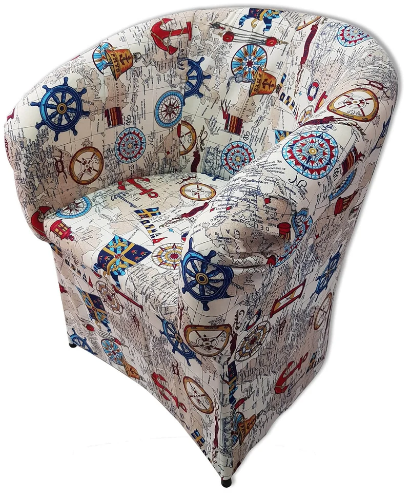 Poltrona Imbottita 65x65x75 cm in Tessuto Renier Nautico
