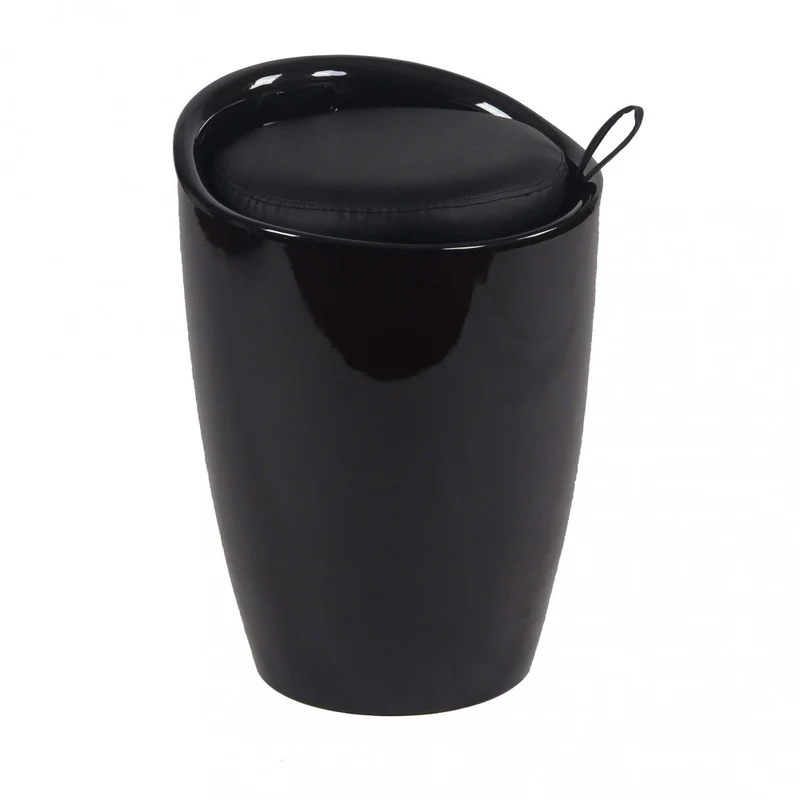ABS POUF STOOL WITH ECO-LEATHER CUSHION