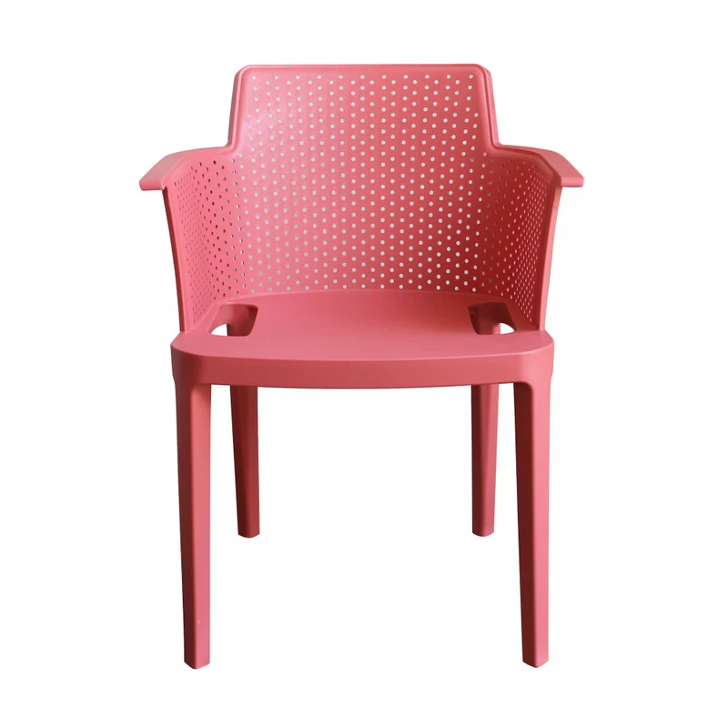 STACKABLE POLYPROPYLENE ARMCHAIR WITH RED ARMREST