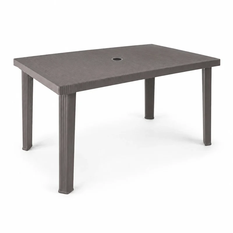 Tavolo da Giardino Rettangolare 120x80 con Foro Ombrellone