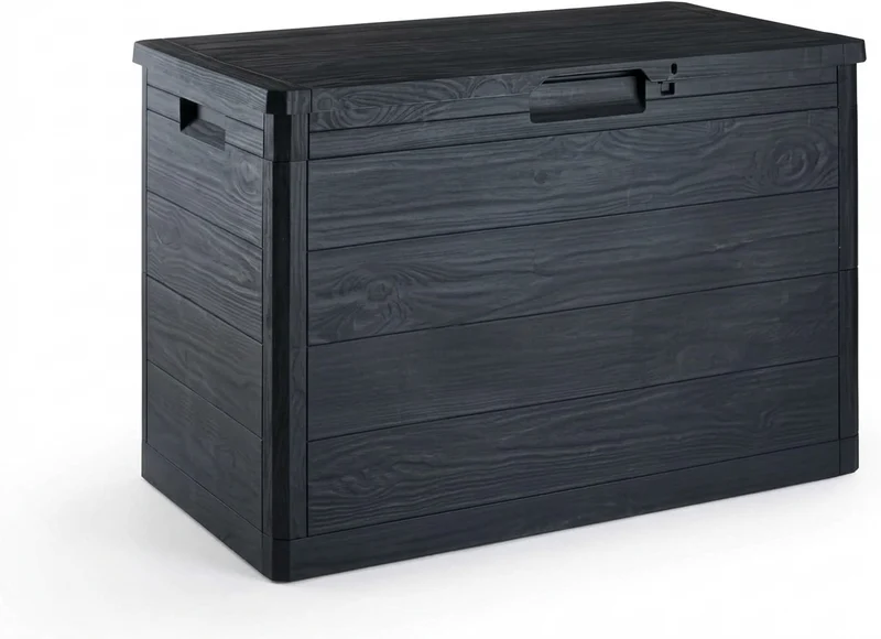 Baule da Esterno 160L Antracite Effetto Legno