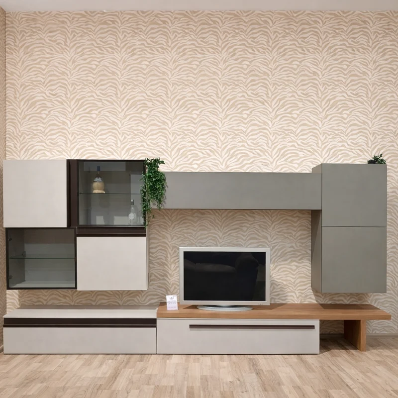 Parete Attrezzata GIERRE ABACO02 | Composizione Sospesa Moderna con Vetrine e Base TV