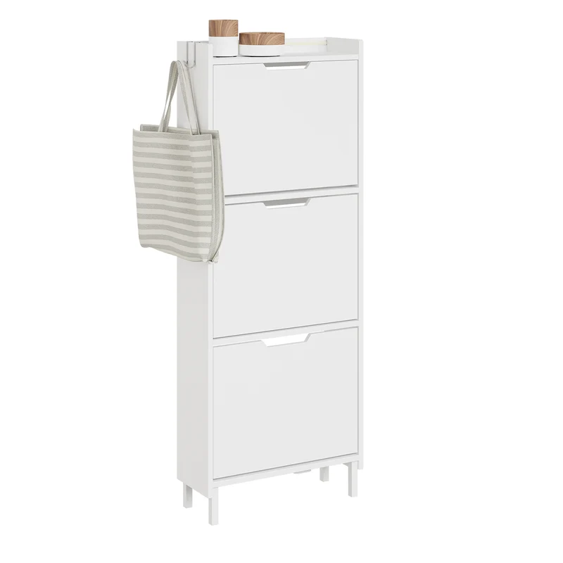 SoBuy Schuhschrank Schmal Hängend mit Sensorlicht und 19 cm Tiefe Weiß FSR151-H-E-W