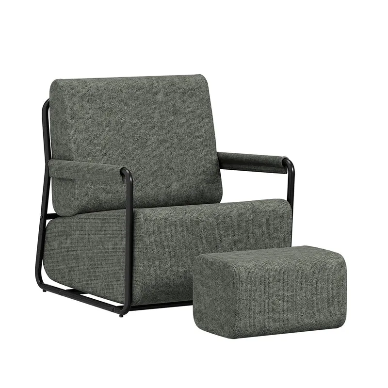 SoBuy | Sessel mit Hocker Dunkelgrau | FST99-DG