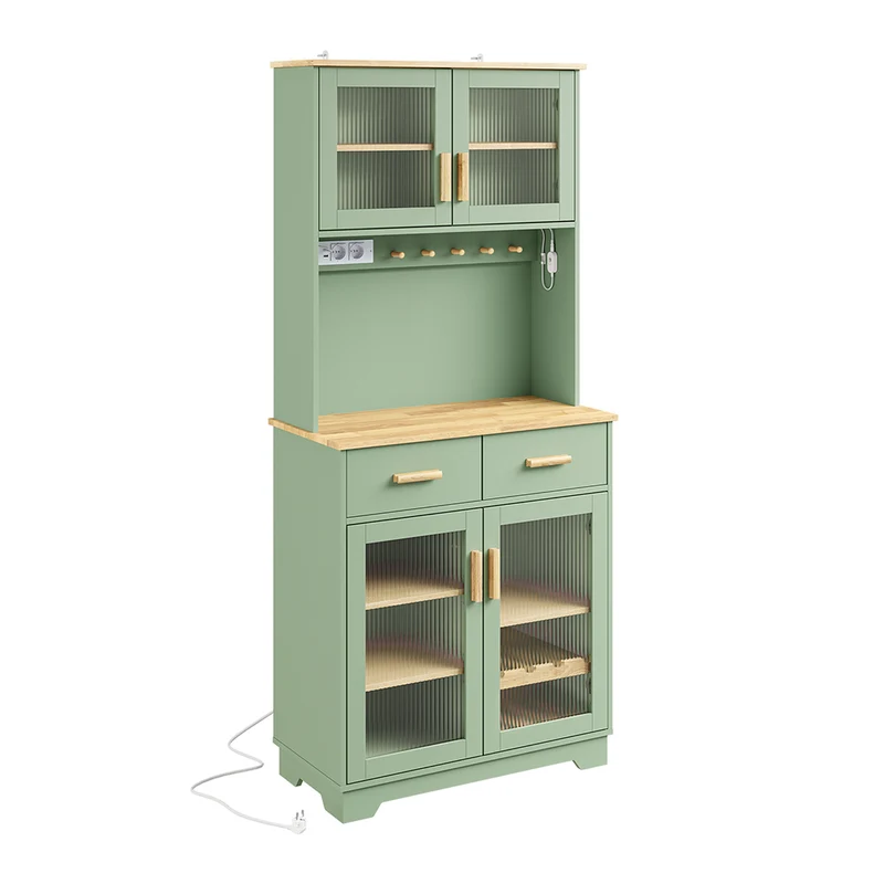SoBuy | Hochschrank Küchenschrank freistehend Grün | FSB108-E-GR