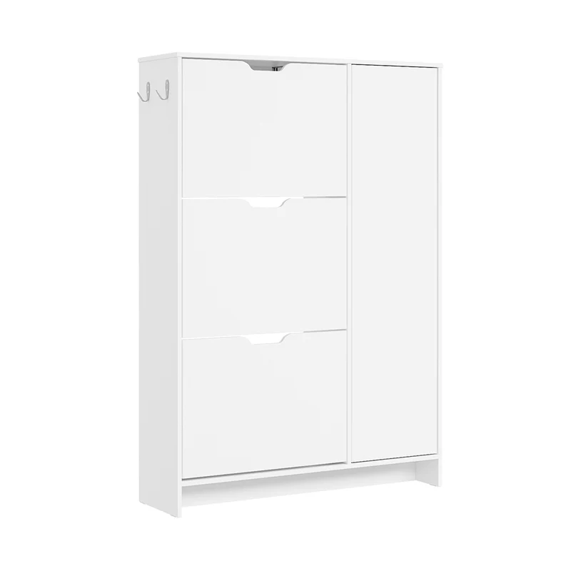 SoBuy Schuhschrank Weiß Klappschrank für 12 Paar Schuhe + 3 Seitenfächer FSR220-W