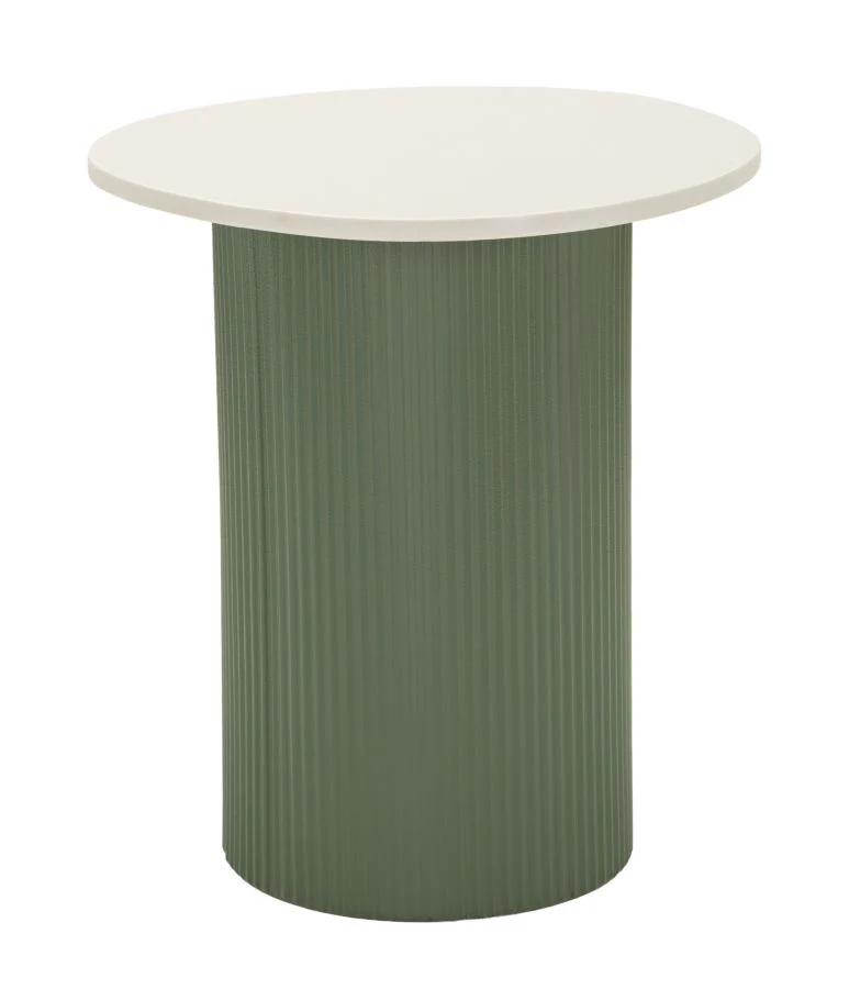 Tavolinetto Frankfurt Marble 40x42x45 cm in Metallo e MDF e Marmo Artificiale Verde e Bianco