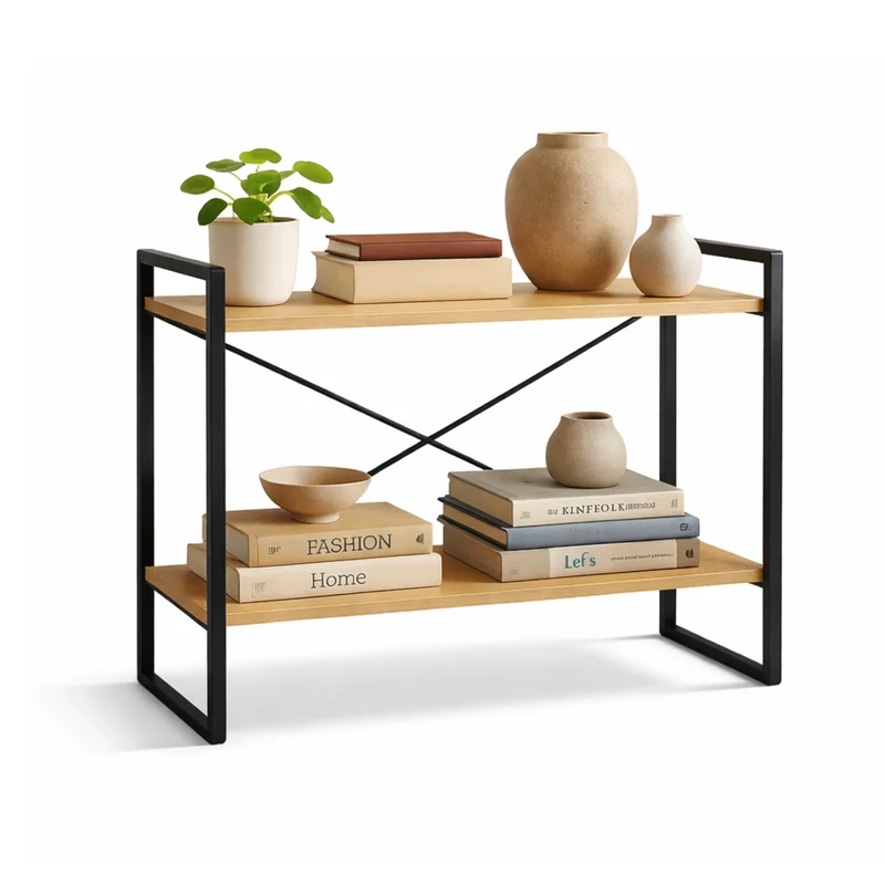Scaffale moderno in ferro e legno 80x66cm per soggiorno