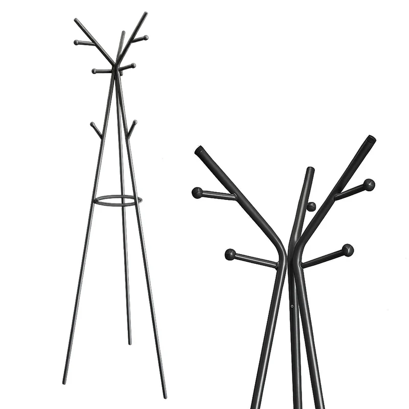 Appendiabiti da Terra in Metallo 12 Ganci, Bianco, Nero o Argento, 180 cm
