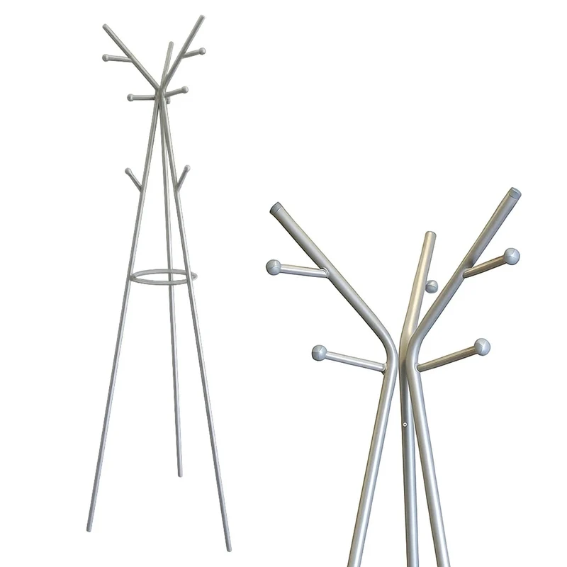 Appendiabiti da Terra in Metallo 12 Ganci, Bianco, Nero o Argento, 180 cm