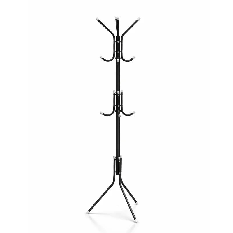 Appendiabiti Piantana Metallo 12 Ganci 170cm Nero o Bianco