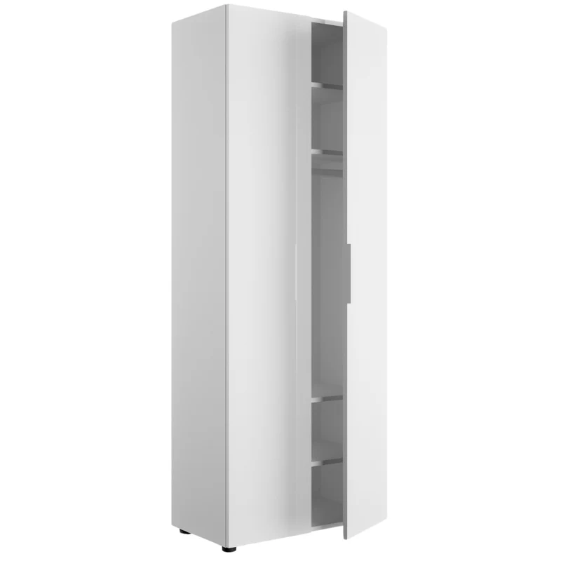 Multipurpose 2-Door 5-Sheet Space-Saving Shoe Cabinet in Glossy White Wood - 69x36x181 cm
