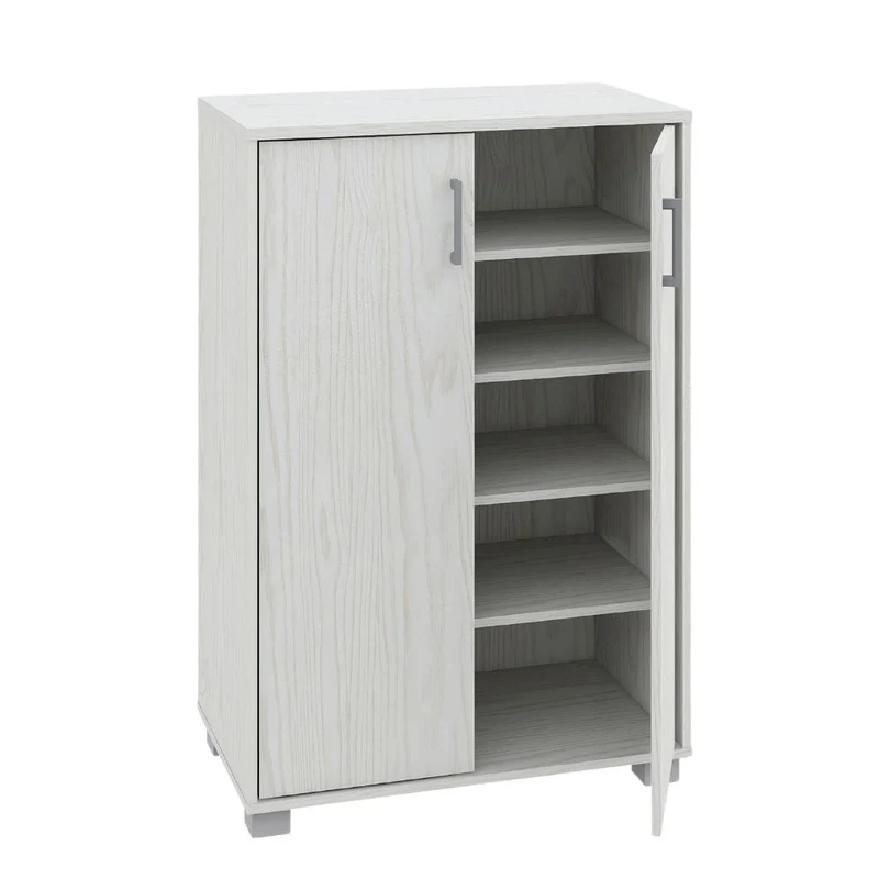 Multipurpose Home and Office Cabinet with 2 Doors and 5 Shelves, Space-Saving MDF Wood Cabinet, Modern Design - White 60x35x90 cm