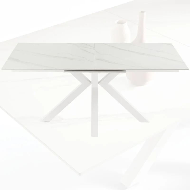 Extendable Dining Table in Marble Effect Stone 180/240x100x76 cm