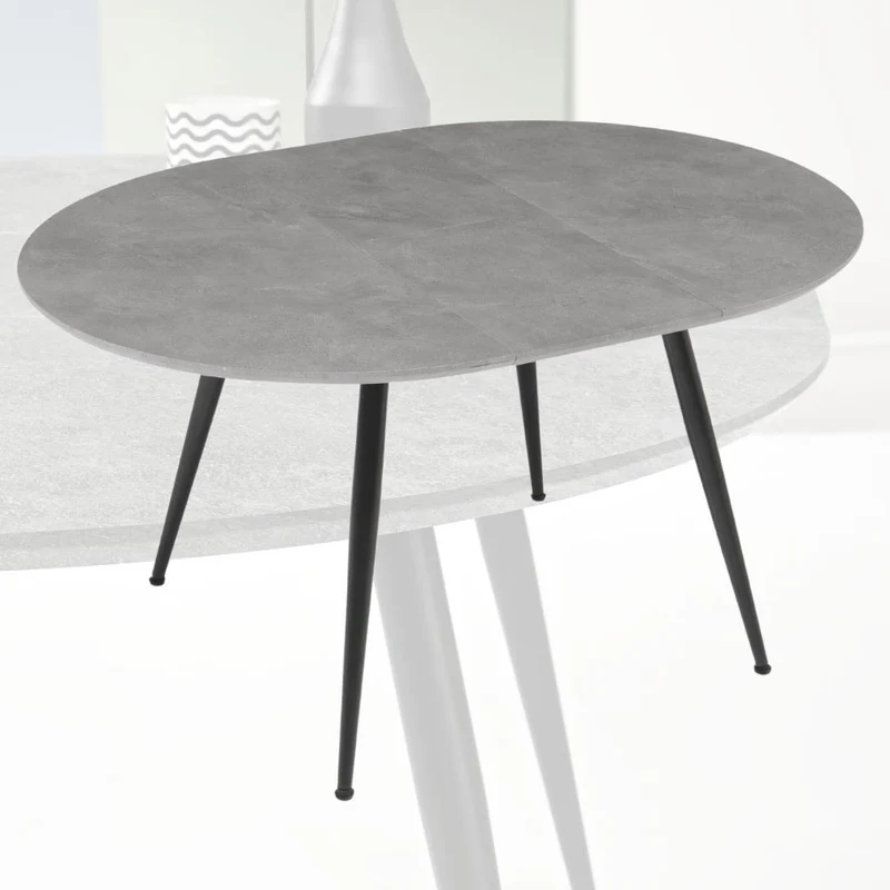 Extendable Round Dining Table in MDF Wood and Metal, 120/160x120x74 cm