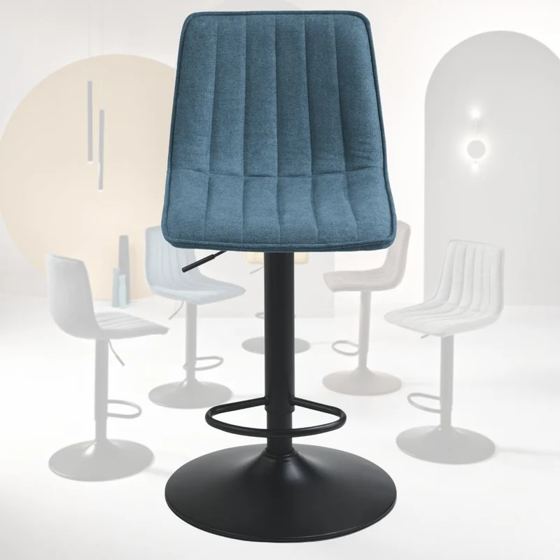 Set of 2 Swivel Stools with Footrest, Adjustable Height, 45x45x90 cm