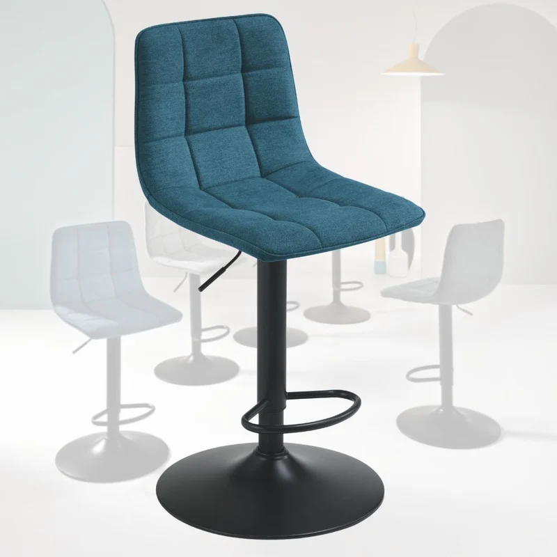 Set of 2 Stools with Footrest, Swivel, Adjustable Height, 45x45x91 cm