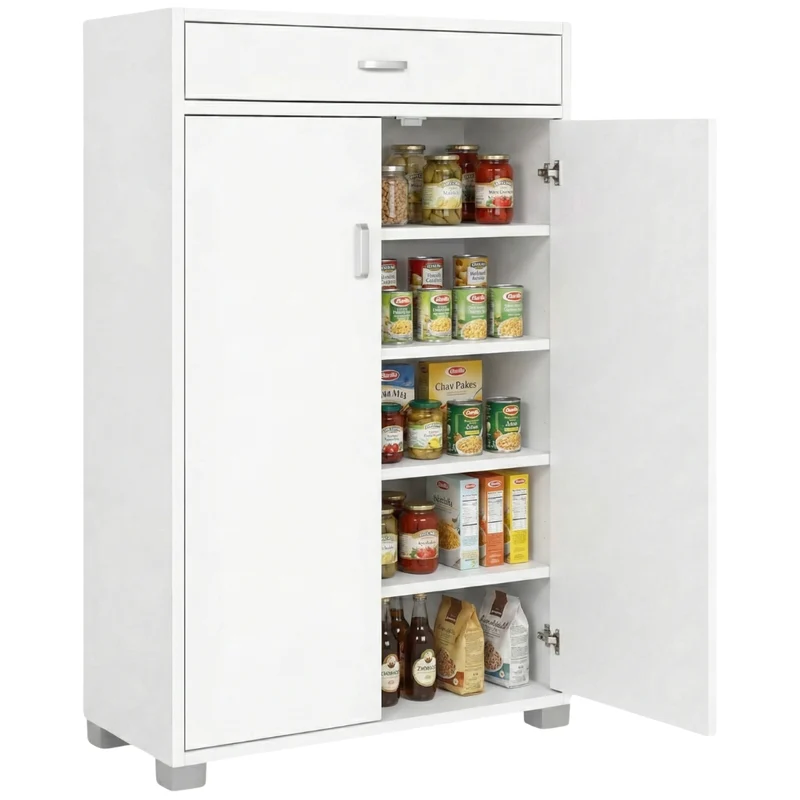 Dispensa Salvaspazio Slim in Legno con Cassetto 63x33x95 cm