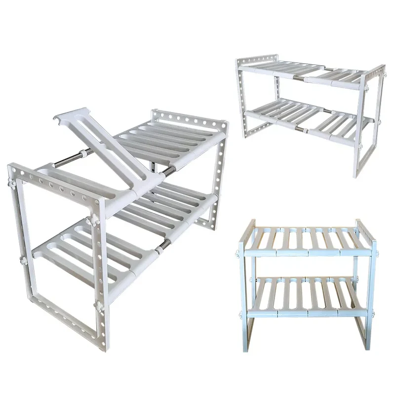 Scaffale organizer Estensibile per Cucina e Bagno, ripiani Modulare