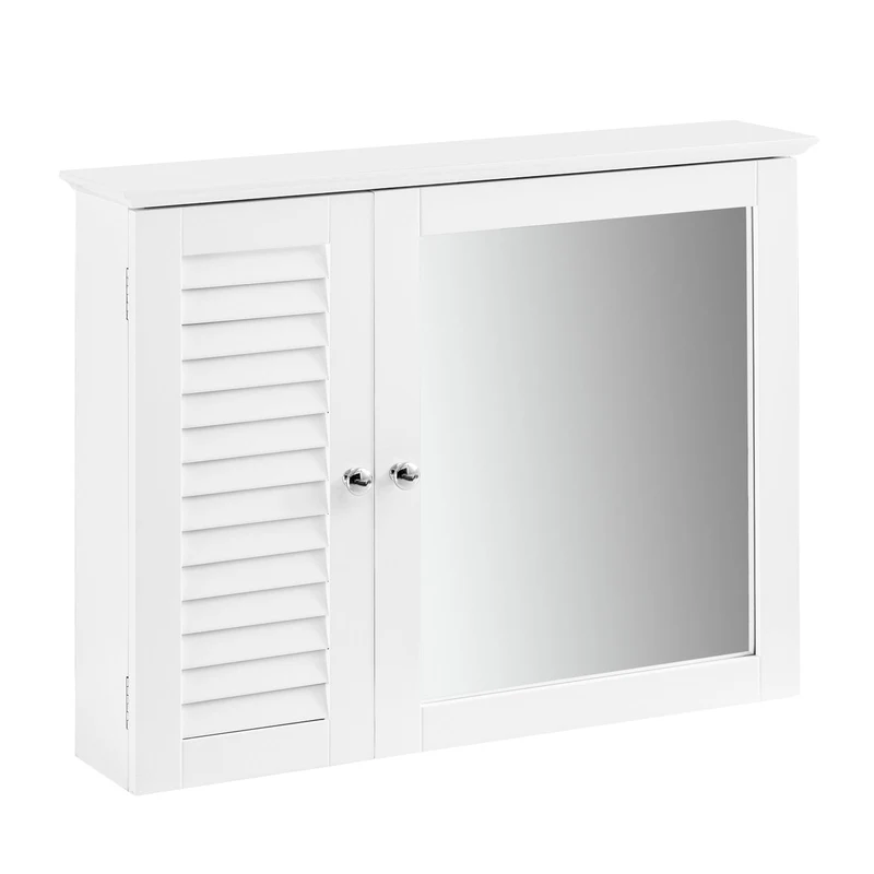 SoBuy | Spiegelschrank | Hängeschrank mit Spiegeltür | Badschrank Weiß | BZR55-W