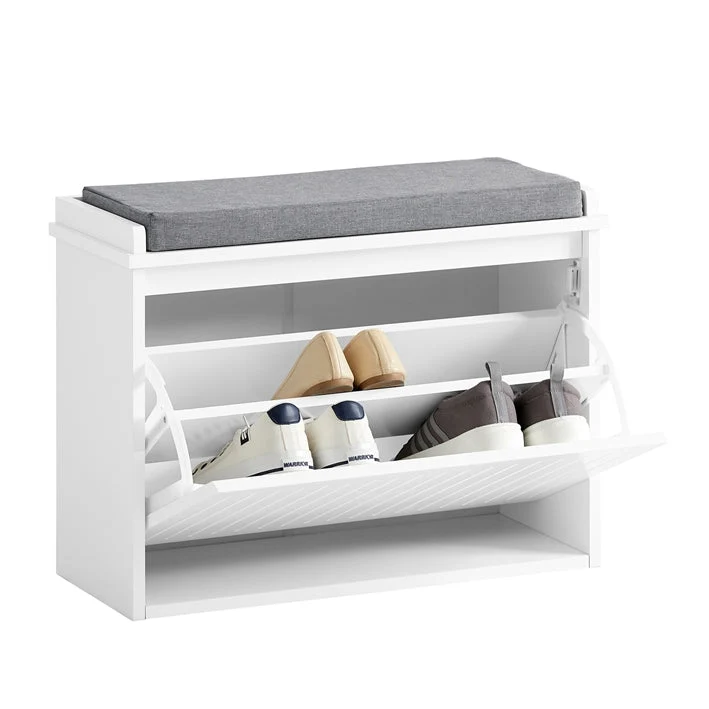 SoBuy | Schuhkipper | Schuhbank mit Schuhfach | Sitzbank | Weiß | FSR98-W