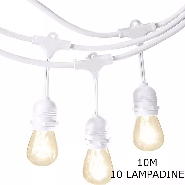 Catena Luminosa da Esterno con Lampadine, Lunghezza da 10 a 20 Metri