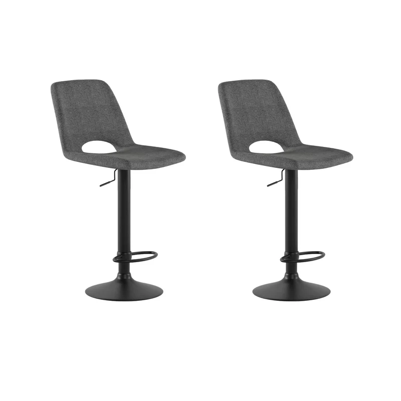 Set 2 Sgabelli Alex 45x52x88,5/103,5 cm con Alzata a GAS in Tessuto Easy-Clean Grigio