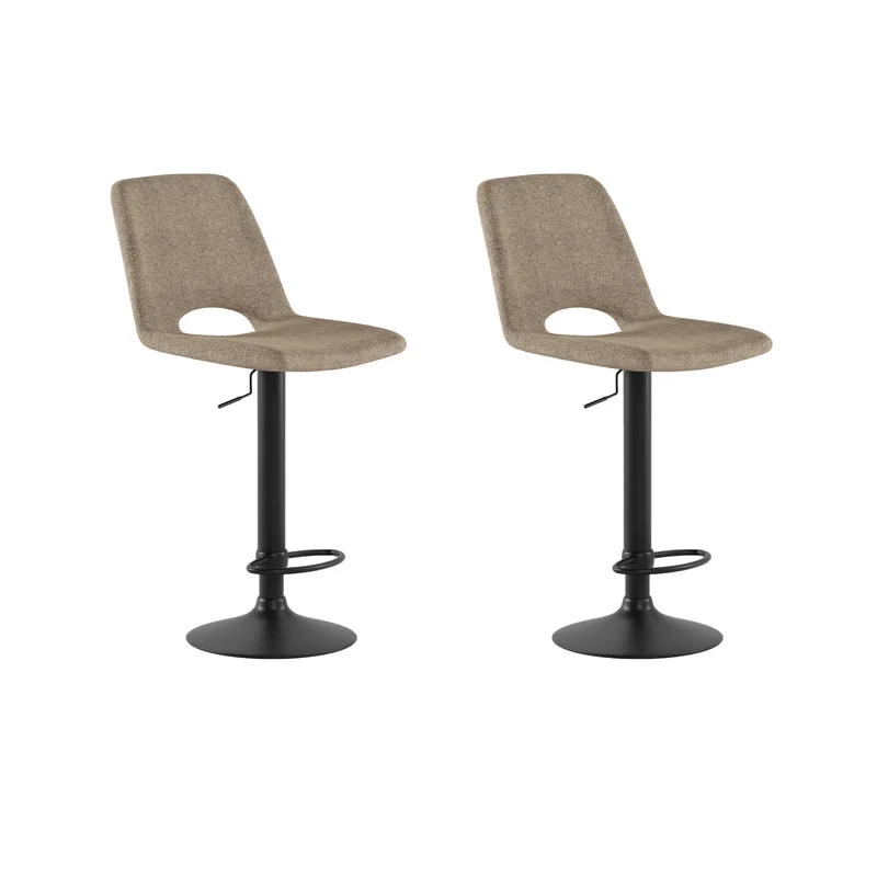 Set 2 Sgabelli Alex 45x52x88,5/103,5 cm con Alzata a GAS in Tessuto Easy-Clean Beige