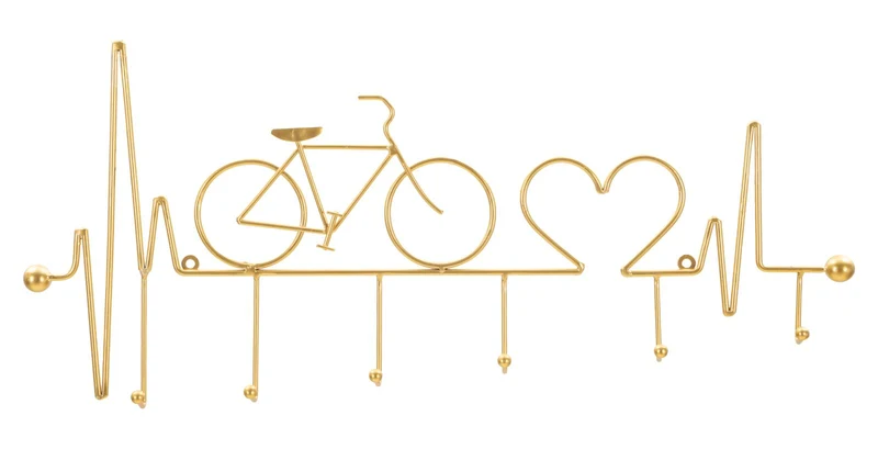Appendiabiti da Muro Bicicletta Oro 59x3,2x26,5 cm in Metallo Oro