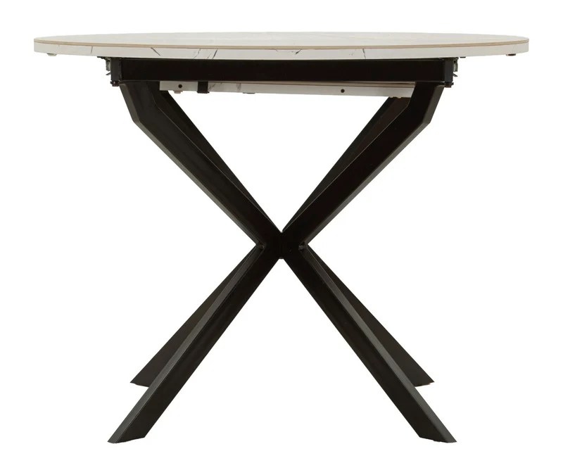 Tavolo da Pranzo Allungabile Martin Ø100x75 cm in Metallo e Ceramica Nero e Bianco