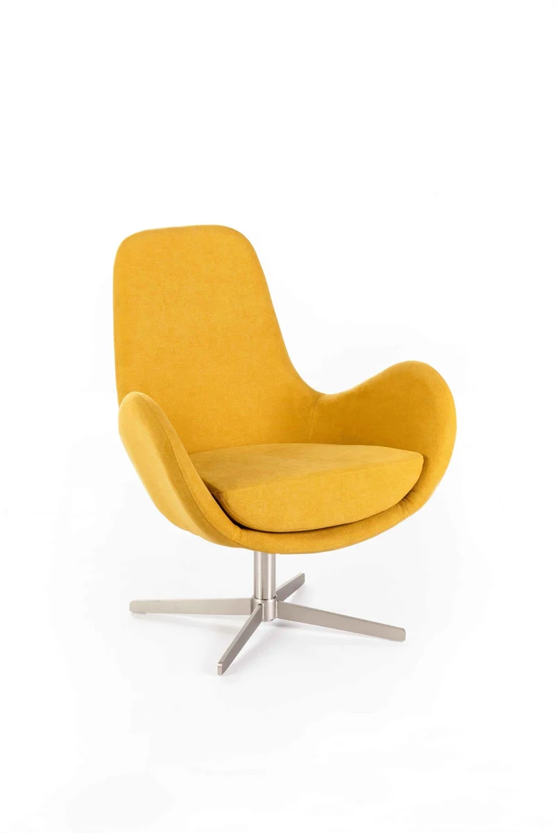 Poltrona Girevole 64x72xH42 cm in Tessuto Olga Giallo