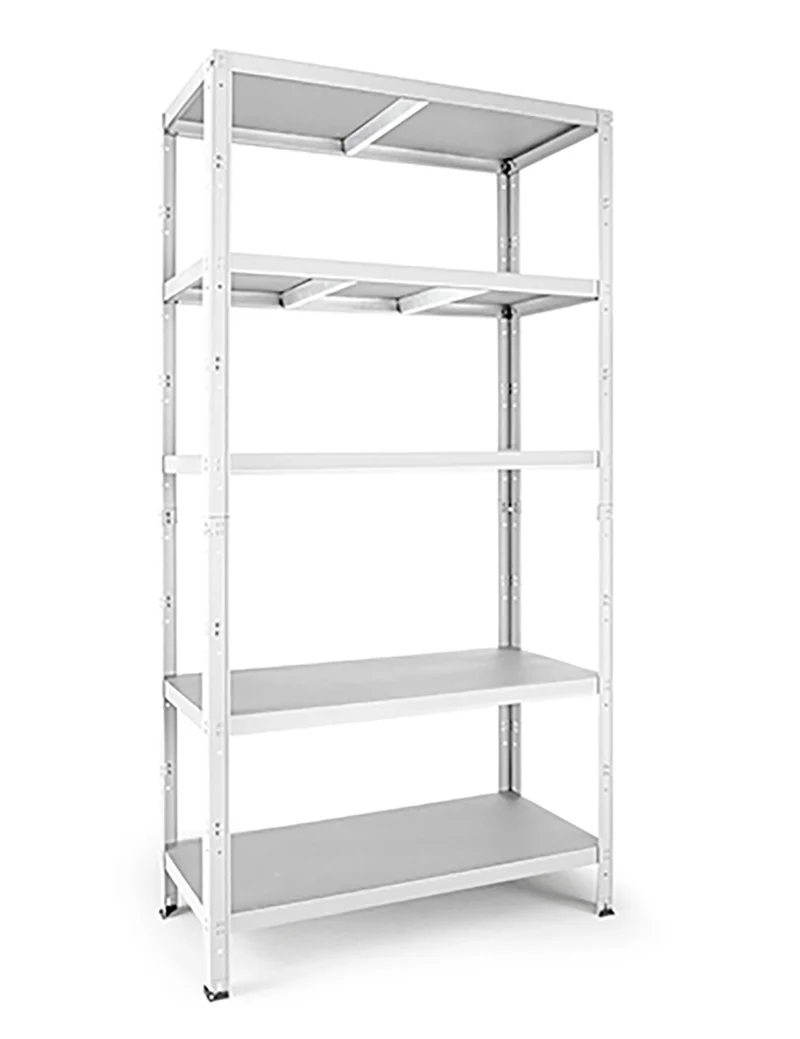 Scaffale a Incastro RAKO 100x40x187 cm 5 Ripiani Portata 150 kg in Metallo Bianco