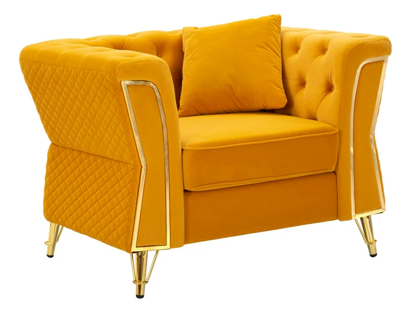 Poltrona Emy Senape con Cuscino 104x83x76 cm in Legno e Poliestere