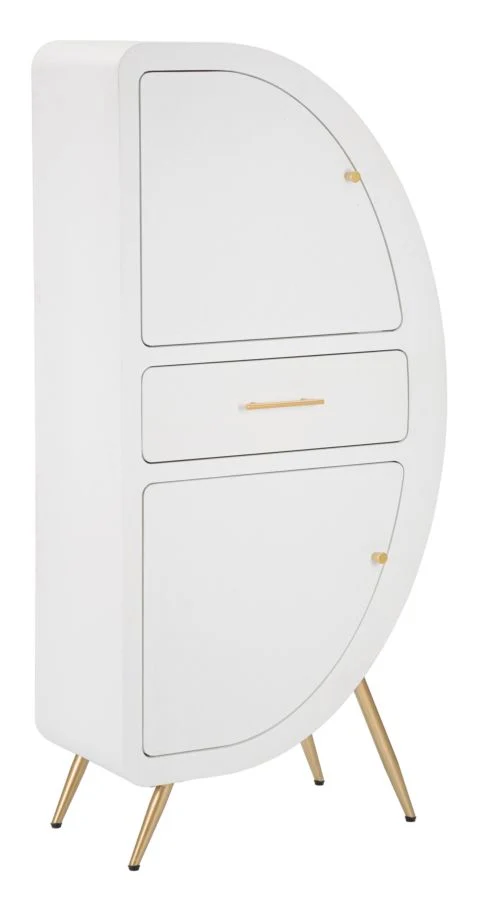 Mobiletto 2 Ante Venus 60x32x133 cm in MDF e Ferro Bianco e Oro