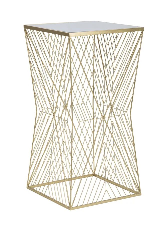 Tavolino Soggiorno Lines 4 50x50x100 cm in Ferro e Specchio Oro