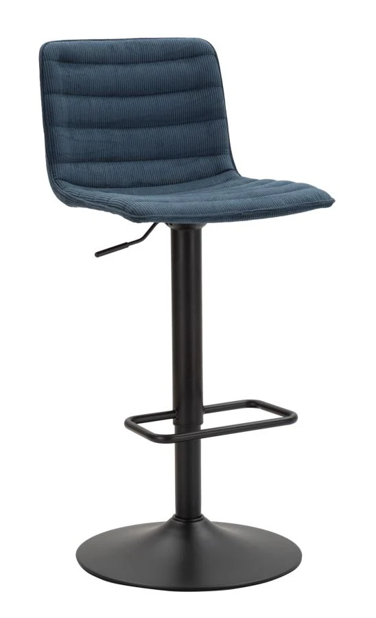 Sgabello Bar High Navy 43x49,5x85,5 cm in Ferro e Compensato e Spugna e Poliestere Nero e Blu
