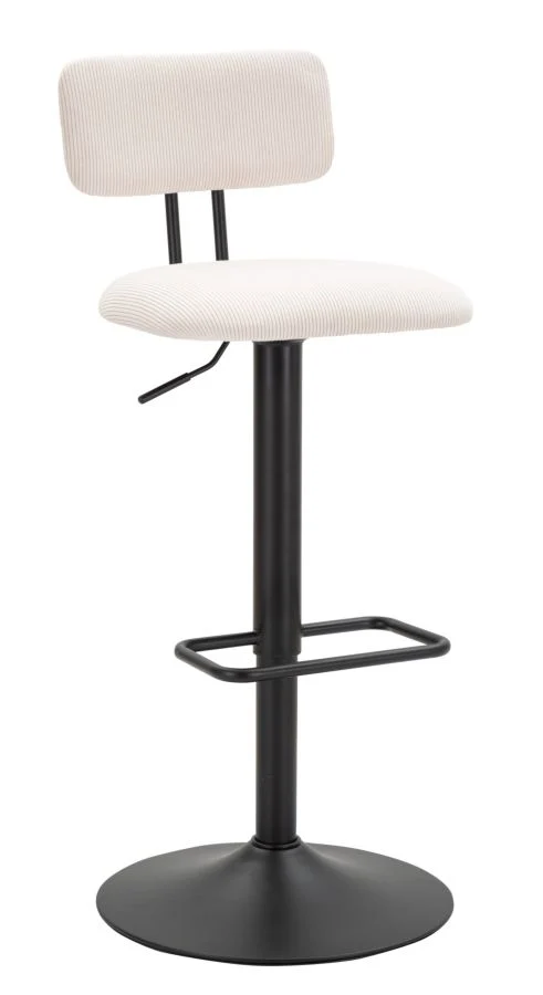 Sgabello Bar Light Bianco 41x47,5x85 cm in Ferro e Compensato e Spugna e Poliestere Nero e Bianco