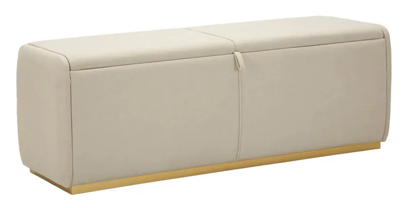 Panca con Contenitore Bauty 130x45x45 cm in Pino e MDF e Metallo