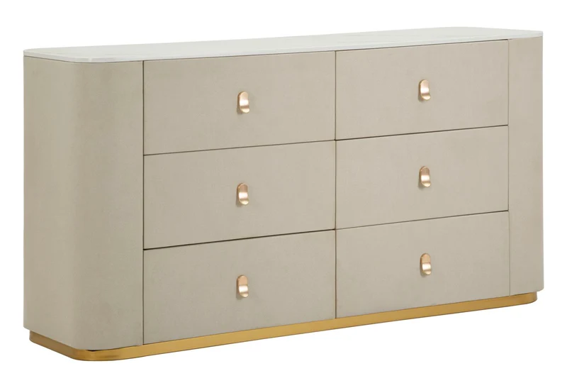 Comò Beauty 140x45x76 cm in Pino e MDF e Metallo