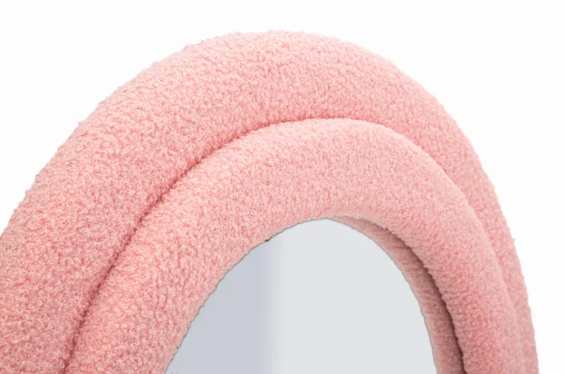 Specchio da Muro Teddy Rosa 60x4x160 cm in MDF e Poliestere e Specchio Rosa