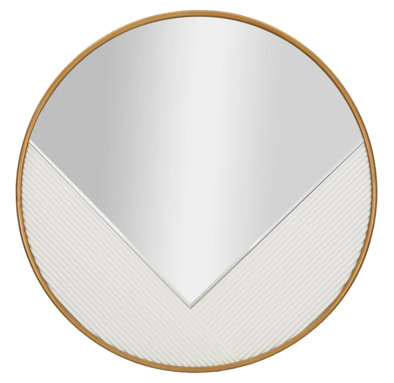 Specchio da Muro Tolosa 80x4x80 cm in MDF e Ferro e Specchio Bianco e Oro