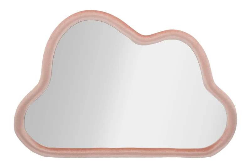 Specchio da Muro Cloud Velluto Rosa 90x4x60 cm in MDF e Poliestere e Specchio Rosa