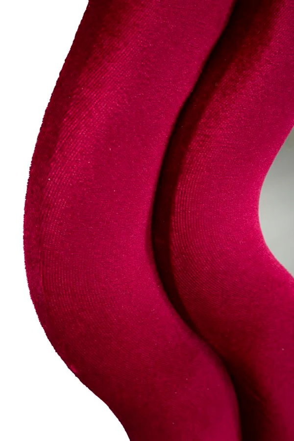 Specchio da Muro Emily Velluto Fuxia 60x6x160 cm in MDF e Poliestere e Specchio Fucsia
