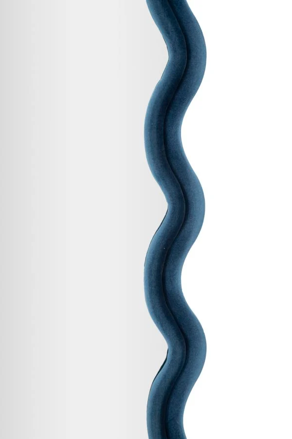 Specchio da Muro Emily Velluto Blu 60x6x160 cm in MDF e Poliestere e Specchio Blu