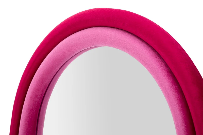Specchio da Muro Cloe Velluto Fuxia 60x4x160 cm in MDF e Poliestere e Specchio Fucsia