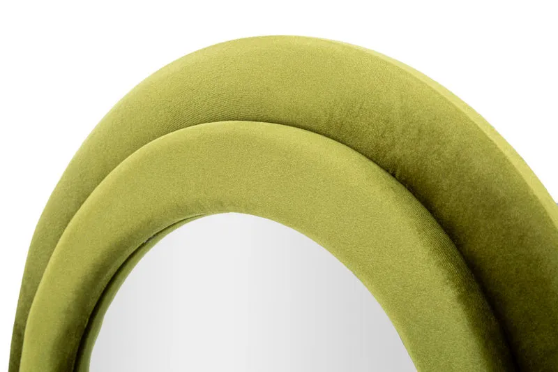 Specchio da Muro Miki Velluto Verde 60x4x160 cm in MDF e Poliestere e Specchio Verde