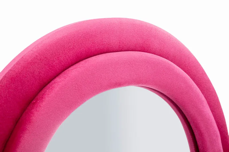 Specchio da Muro Miki Velluto Fuxia 60x4x160 cm in MDF e Poliestere e Specchio Fucsia