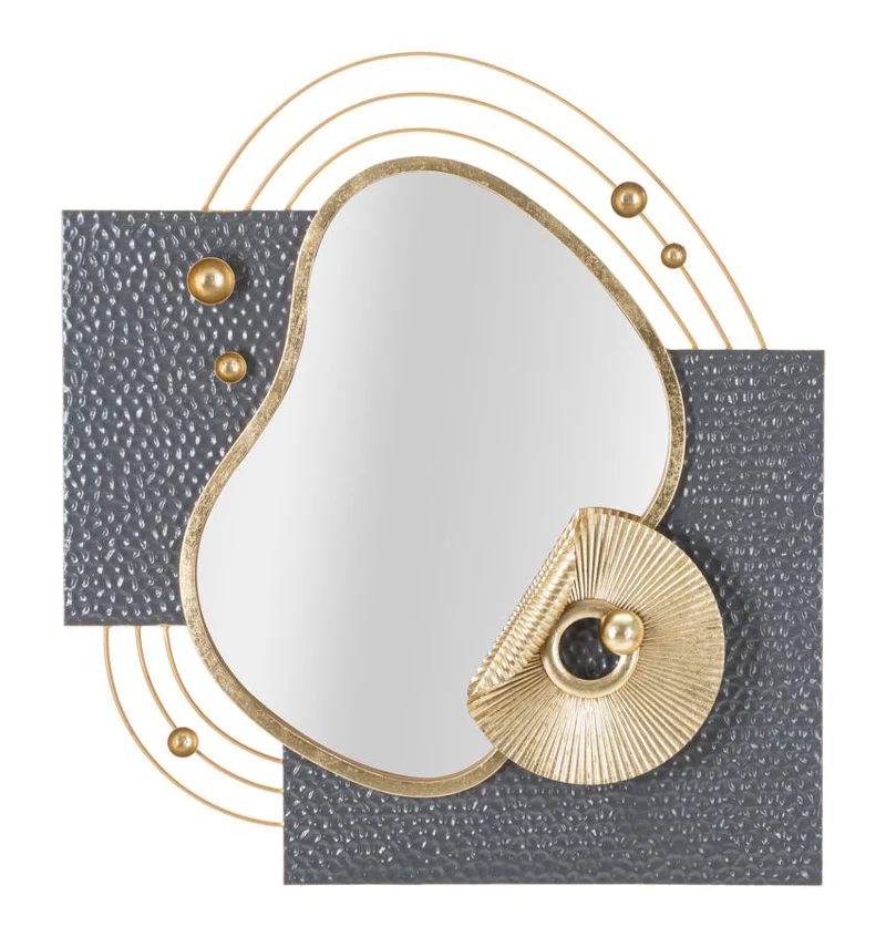 Specchio da Muro Art 80x7x72,4 cm in Ferro e Specchio e MDF Multicolor