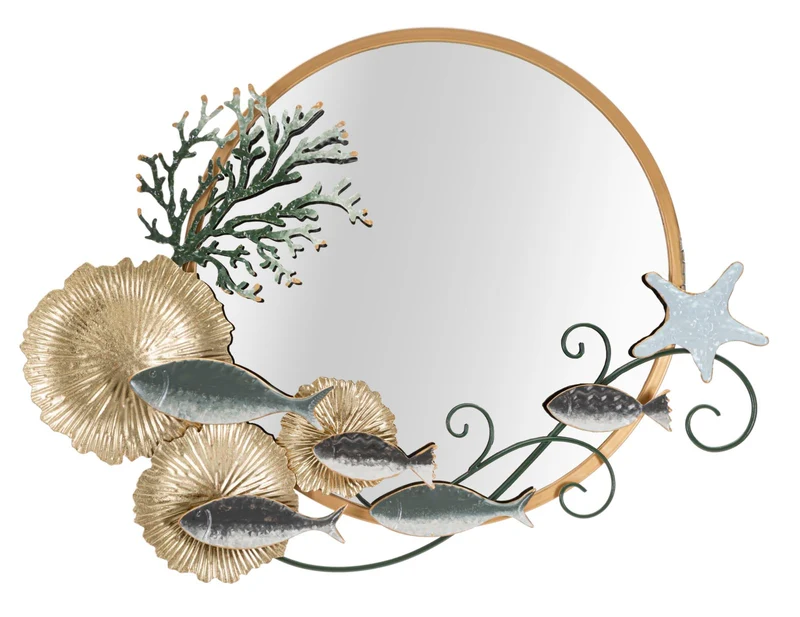 Specchio D Muro Fish 88,9x7,6x65,4 cm in Ferro e Specchio e MDF Multicolor