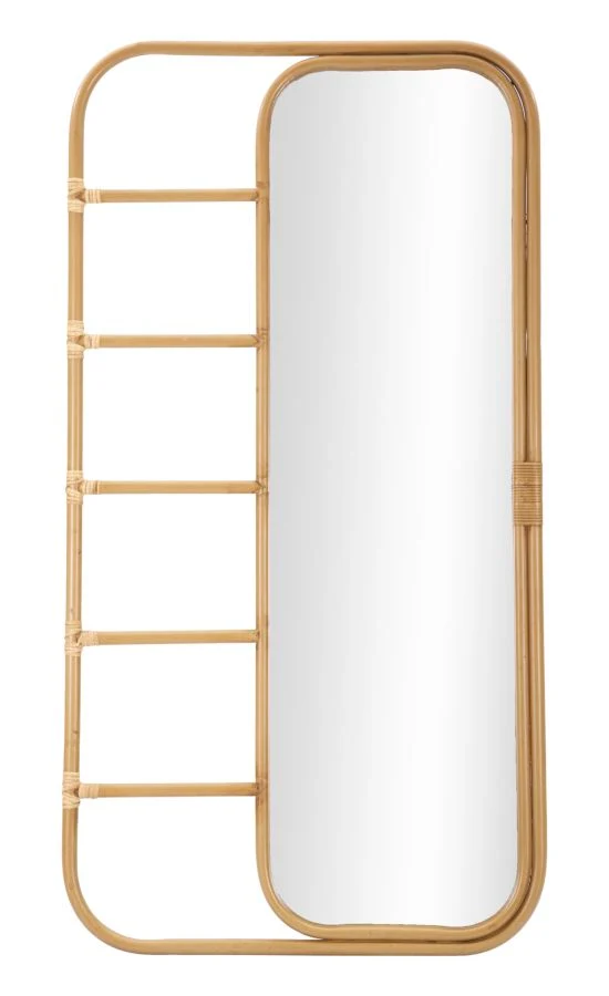 Specchio da Terra Panama 77,5x3,3x151 cm in Ferro e Plastica Marrone